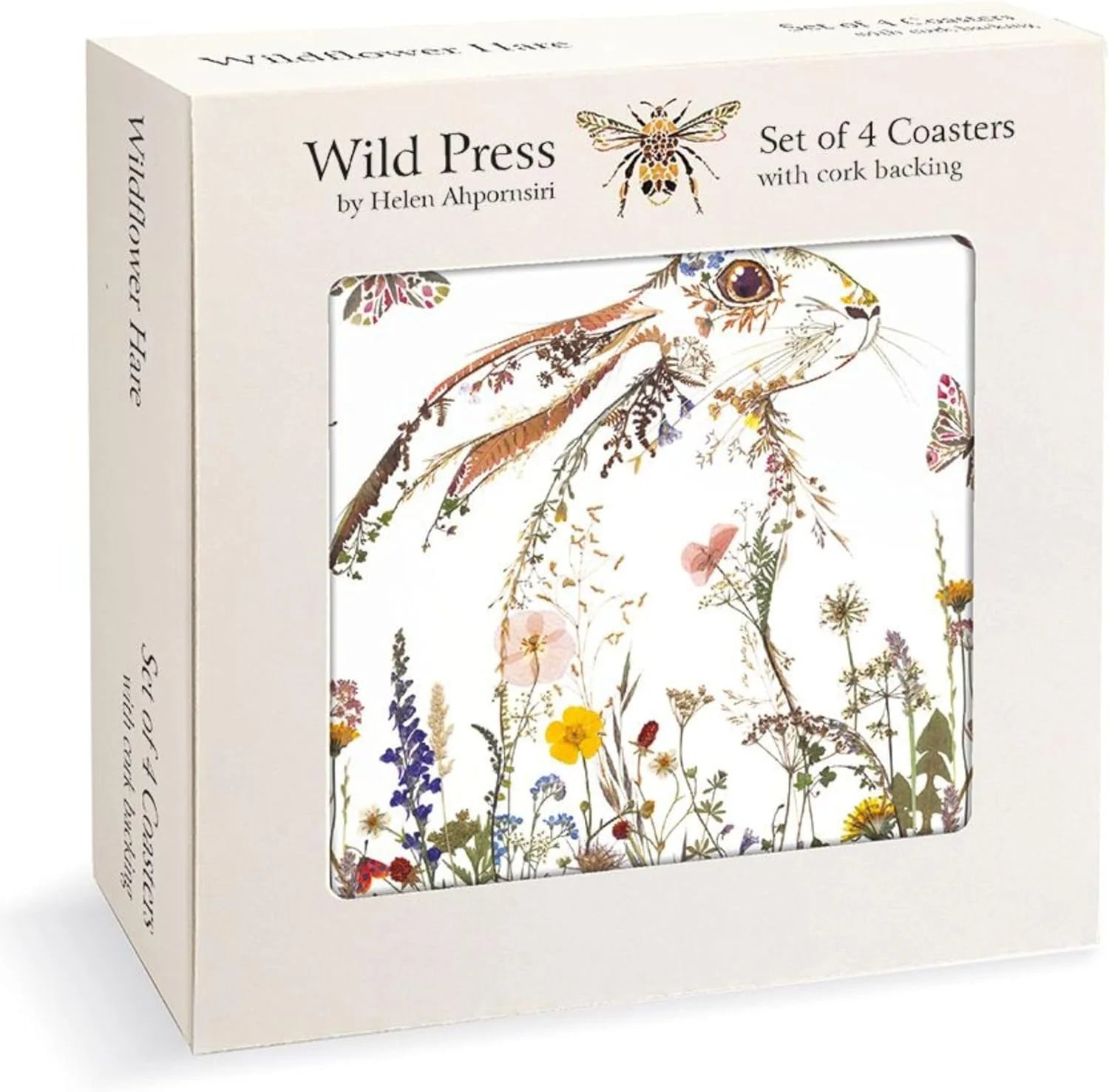 Helen Ahpormsiri Wildflower Hare Set Of 4 Coasters