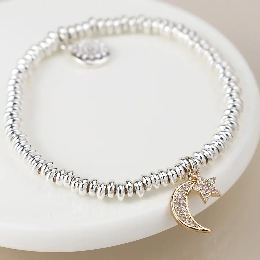 Silver Plated Bracelet with Moon & Star