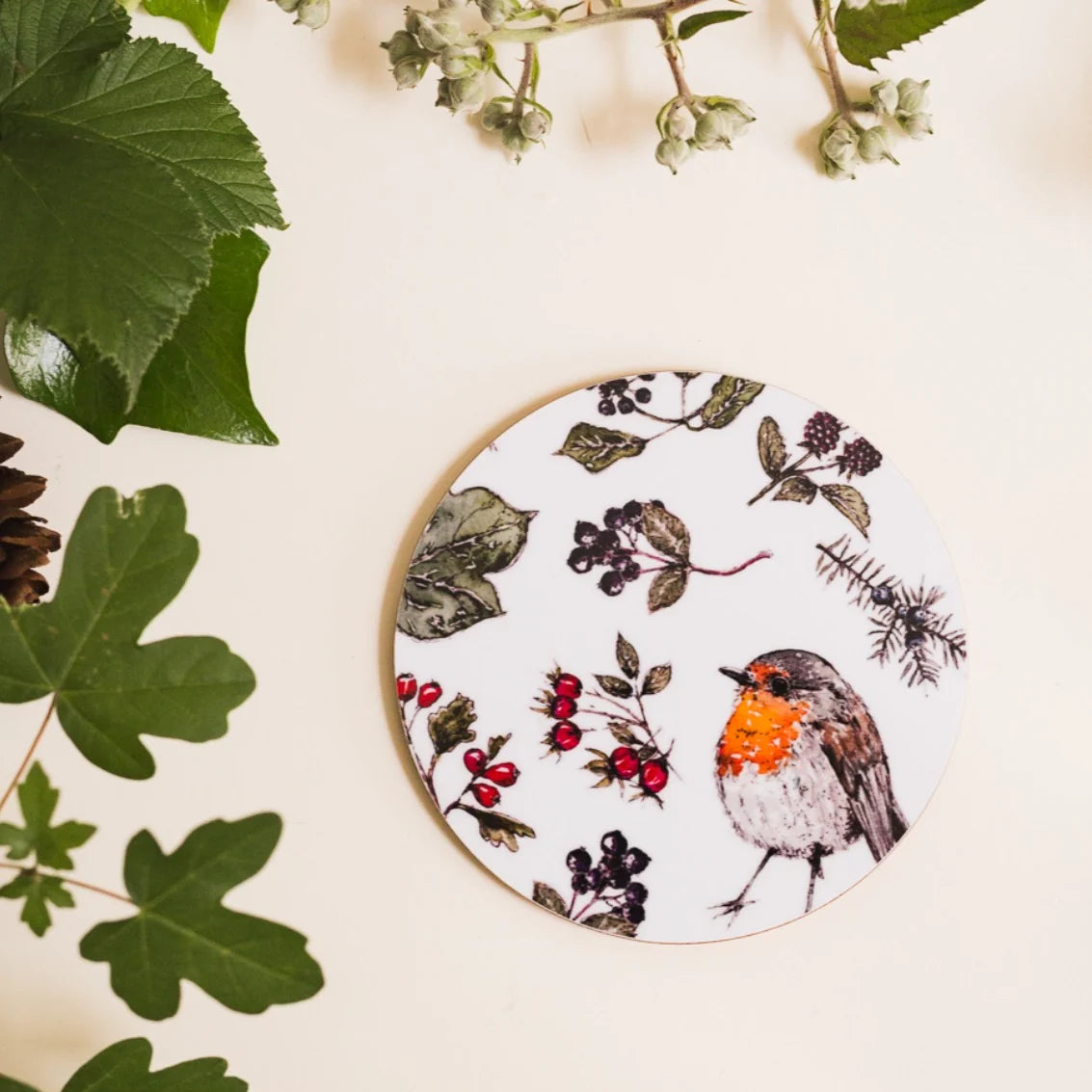 Hedgerow Robin (Pure) Round  Coaster