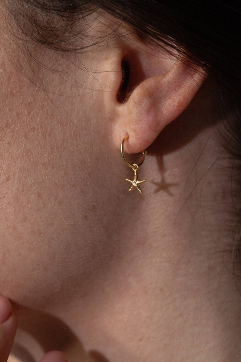 Gold Starfish Hoop Studs