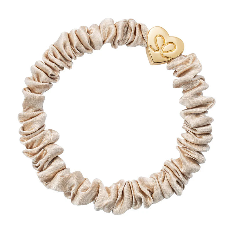 Gold Heart Silk Scrunchie