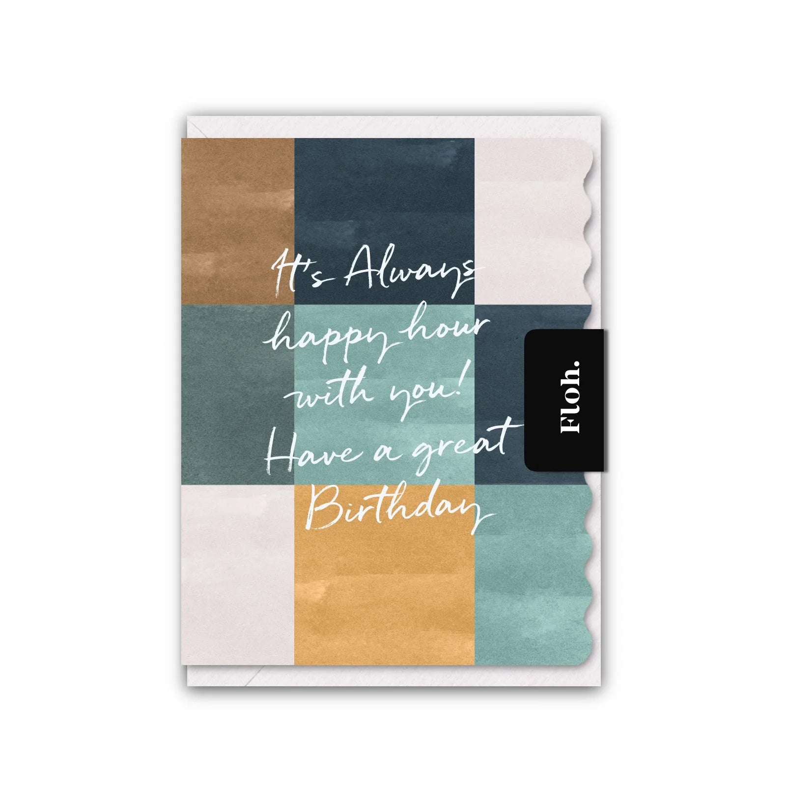It’s Always Happy Hour (Blue Spritz Noir Checkerboard) Card