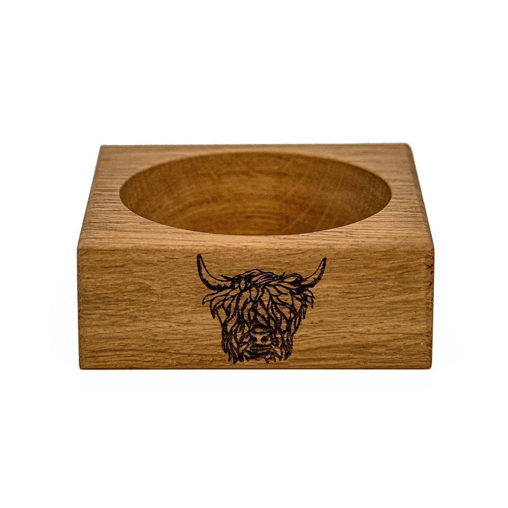 Oak Wine Bottle Coaster- Highland Cow