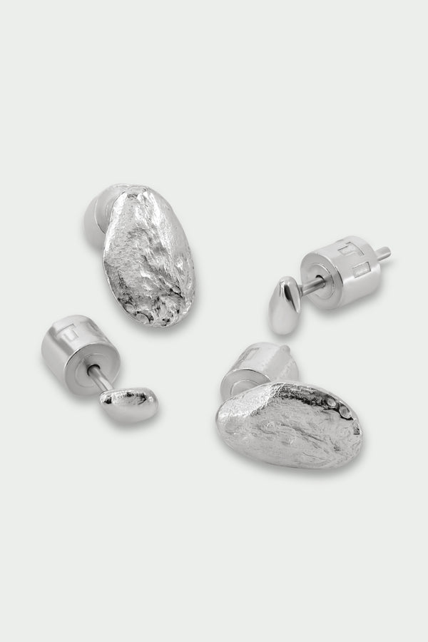 Stone Earring Set - Silver