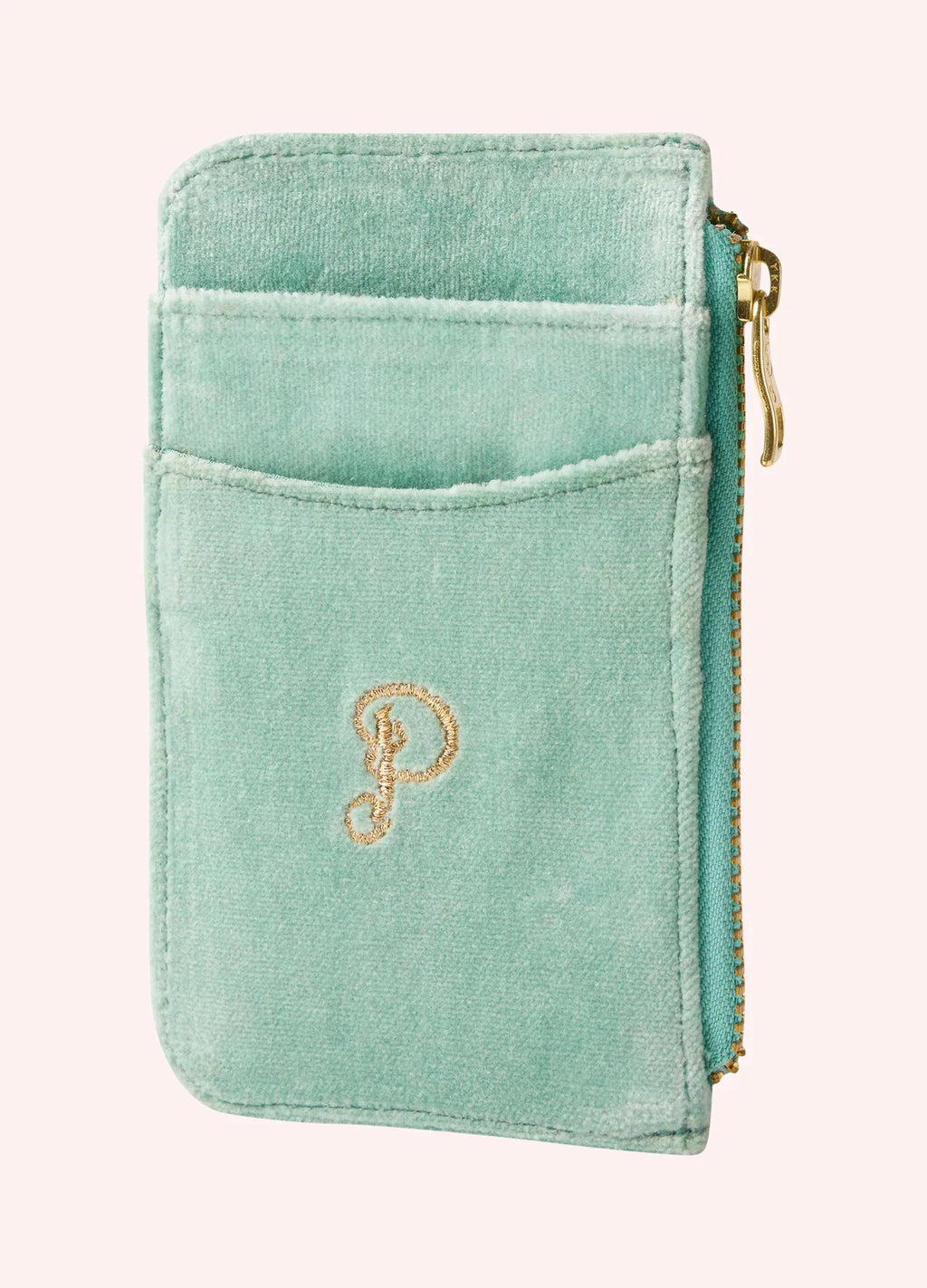 Powder Embroidered Card Holder - Seahorse