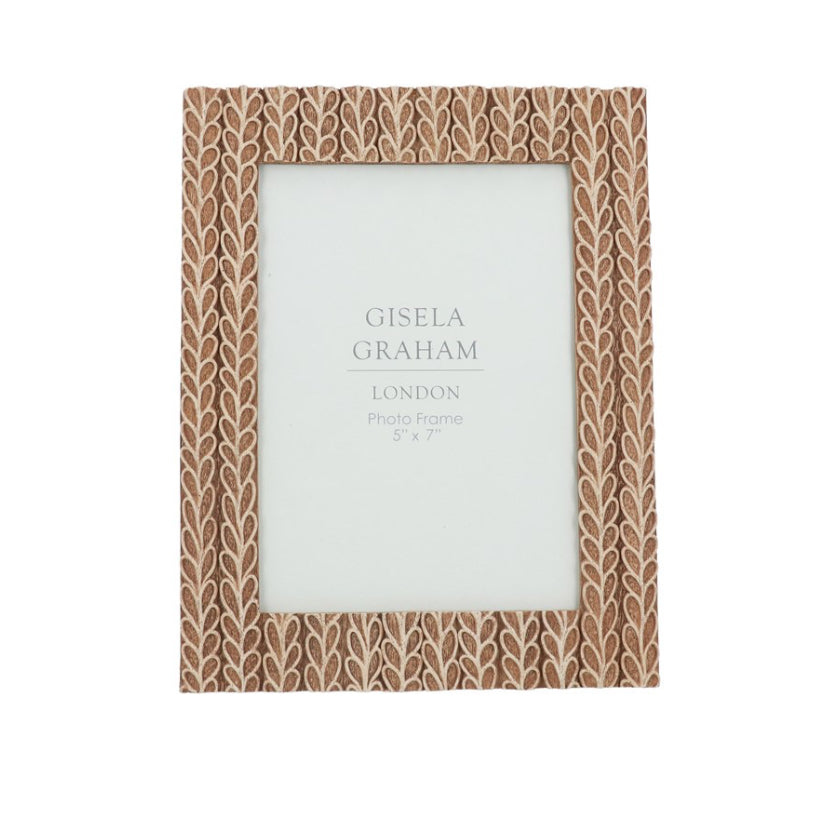 Rustic Leaves Resin Picture Frame - 5” x 7”