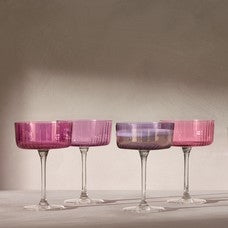 Gems Set of four assorted Garnet Champagne/Cocktail Glasses