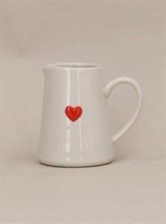 Red Heart Stoneware Mini Jug
