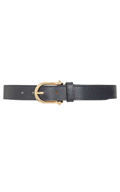 Leather Jeans Belt - Navy