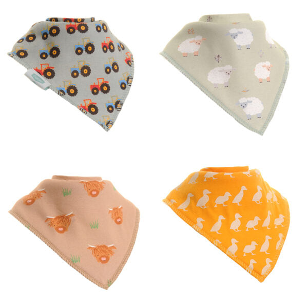 Fun absorbent baby bandana - Farm