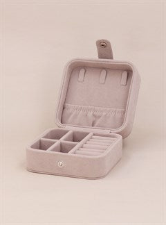 Grey Velvet Square Jewelley Box