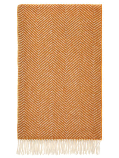 Bronte Herringbone Shetland Throw - Pumpkin