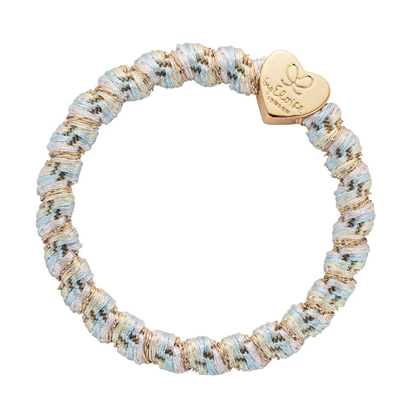 Woven Metallic Gold Heart Thick Bangle Band