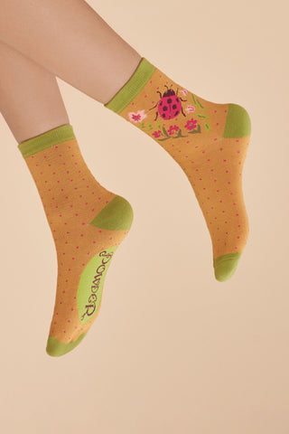 Ankle Socks - Ladybird Mustard