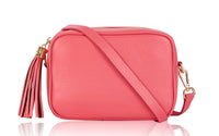 Leather Crossbody Bag - Coral