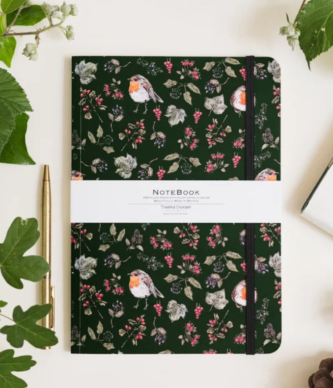Hedgerow Robin (Green) A5 Lined Notebook