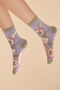Ankle Socks - Lilac Paisley