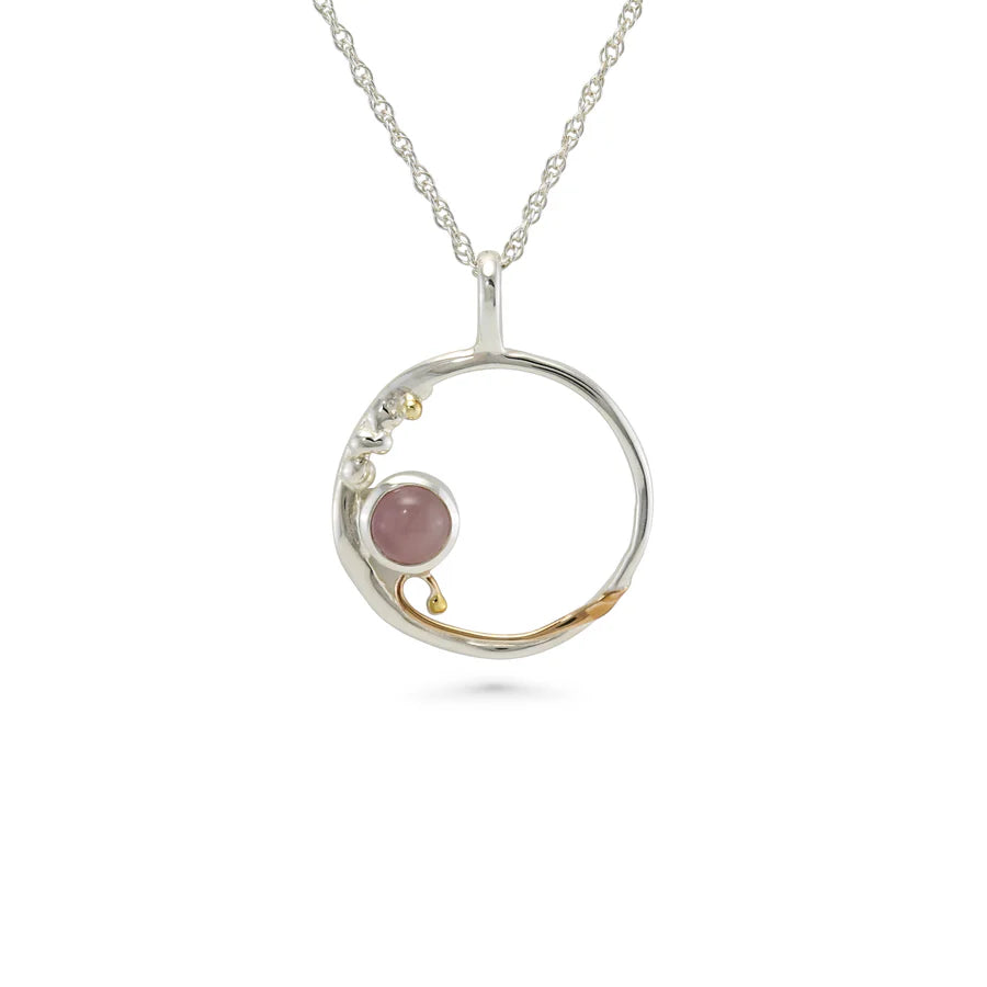 Sterling Silver Circle Pendant & Rose Quartz