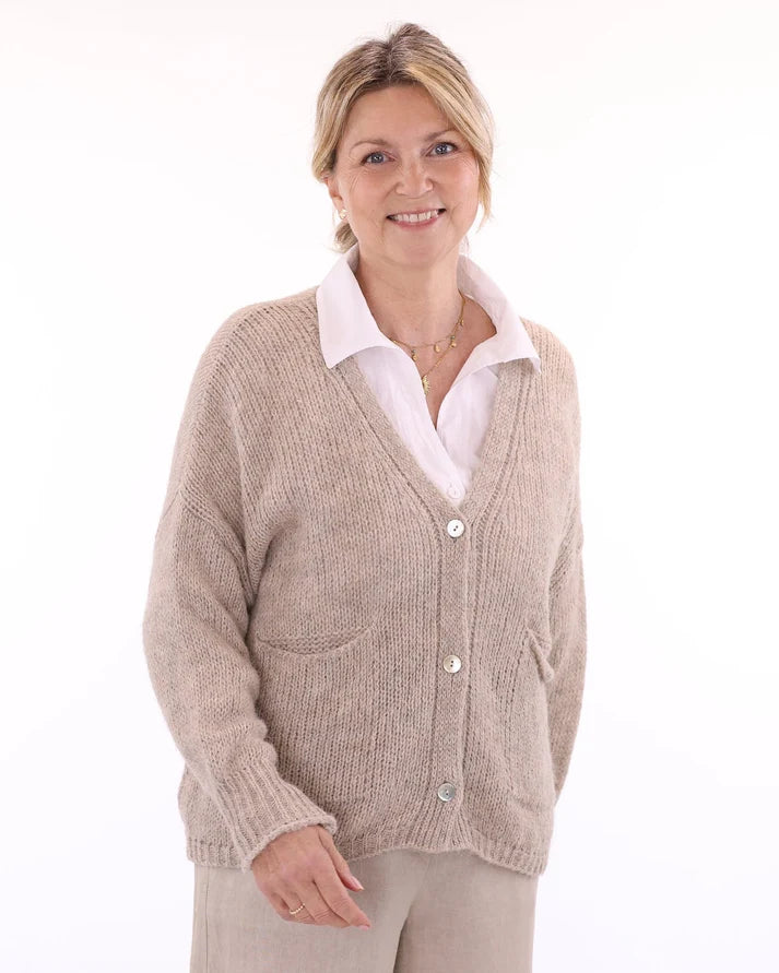 Alpaca Blend Pocket Cardi - Latte