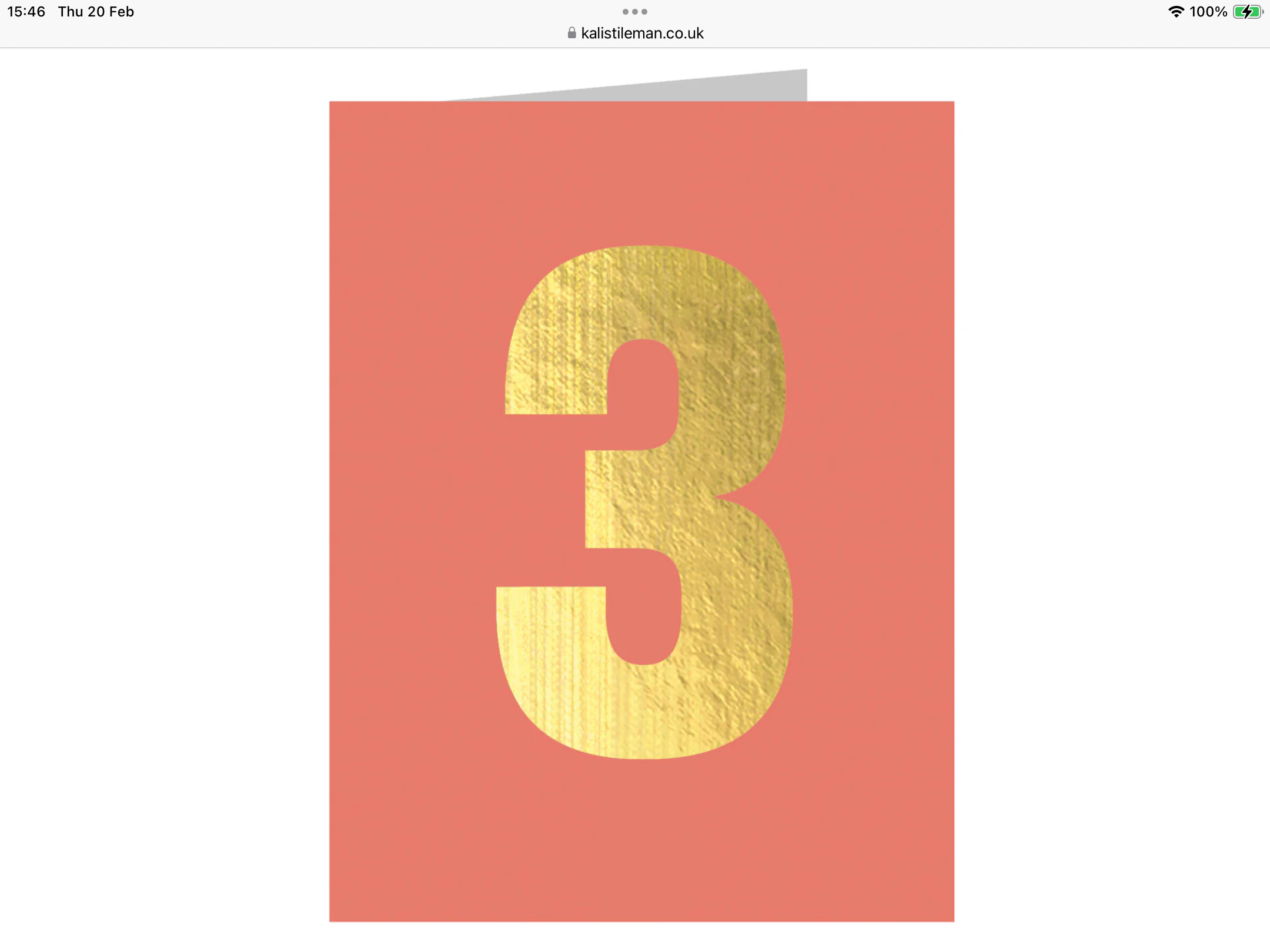 Gold Foiled Number 3 Tiddly Card