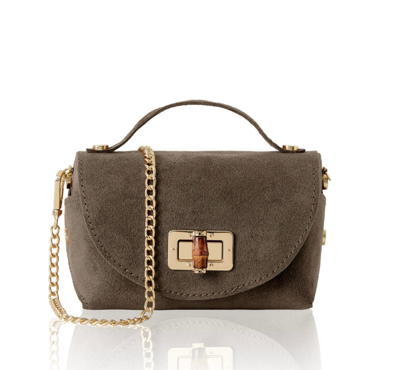 Small Suede Evening Bag with Buckle