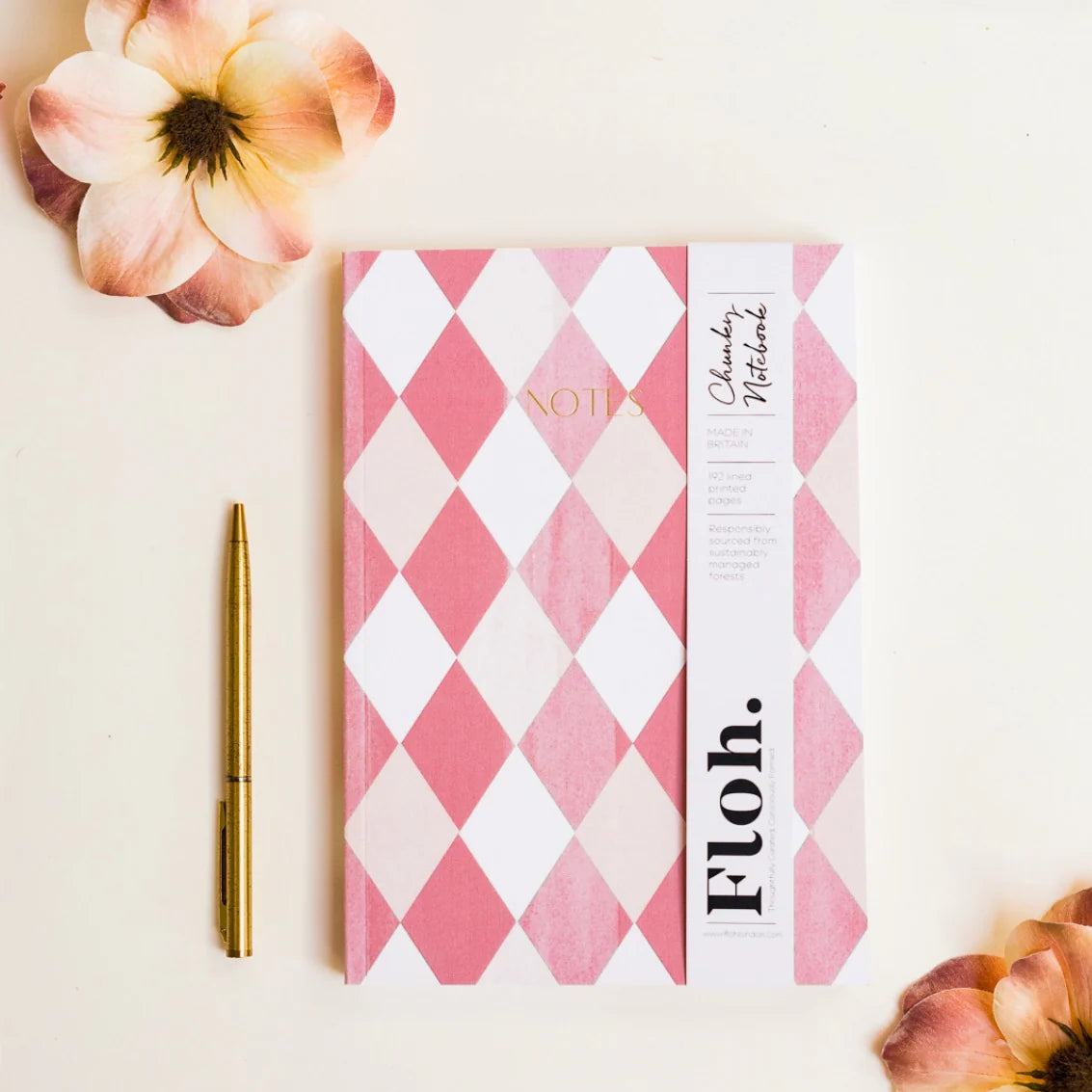 Ballet Pink & Rose ( Harlequin) A5 Chunky Notebook