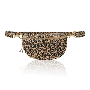 Leather Handbag - Matt Light Taupe Leopard