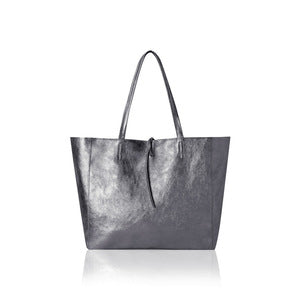 Leather Handbag - Pewter