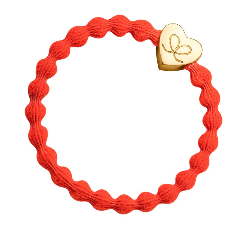 Gold Heart Thin Bangle Band