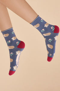 Ankle Socks - Snuffling Hedgehogs Navy