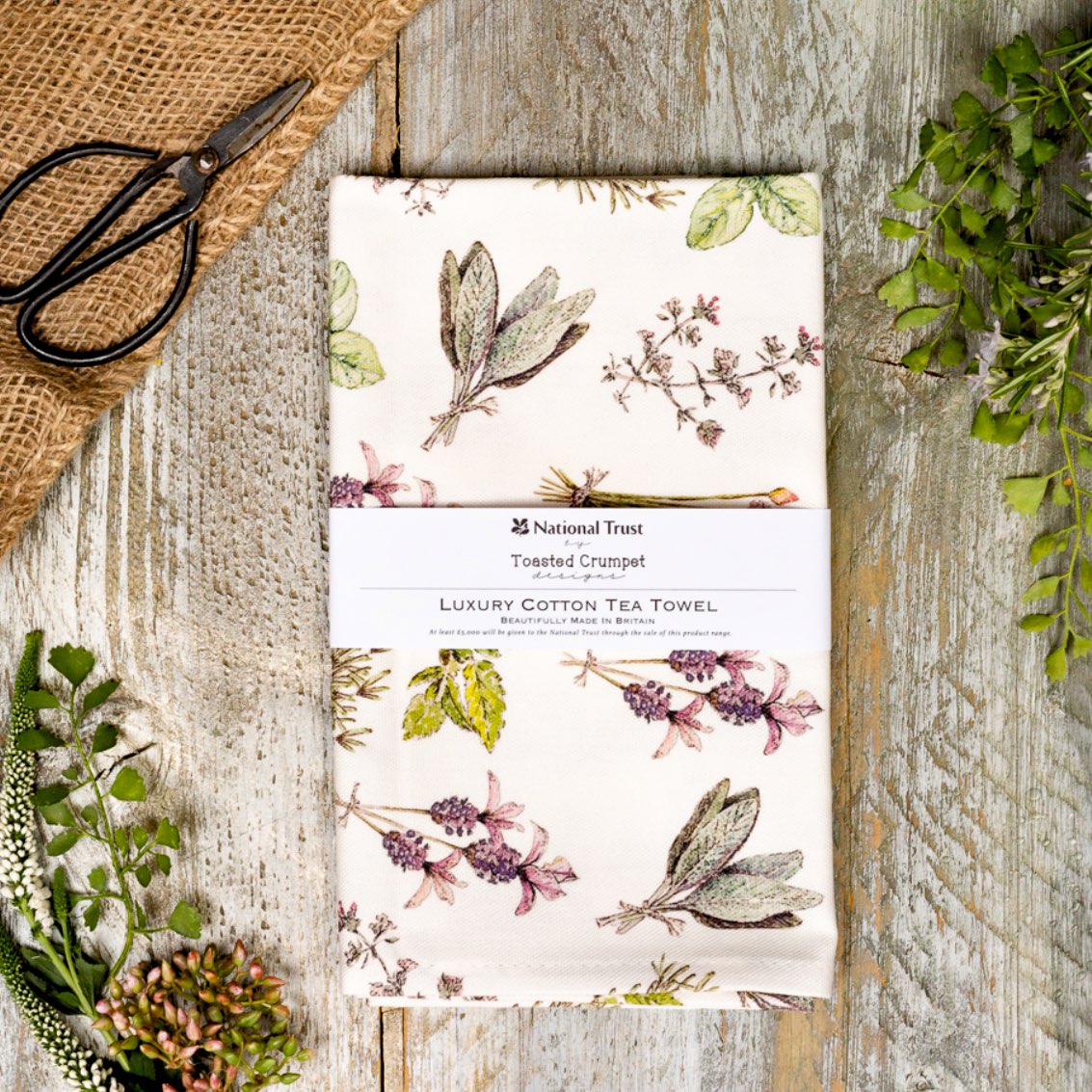 Tea Towel - The Kitchen Garden (Herbs pure)