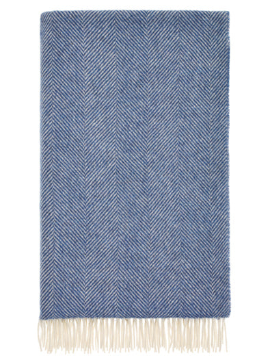 Bronte Herringbone Shetland Throw - Blueberry