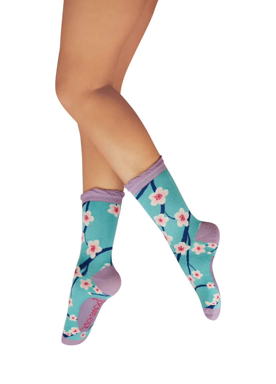 Ladies Bamboo Mix Ankle Socks - Cherry Blossom