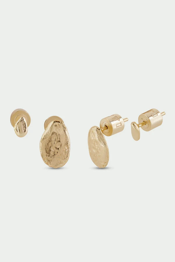 Stone Earring Set - Gold
