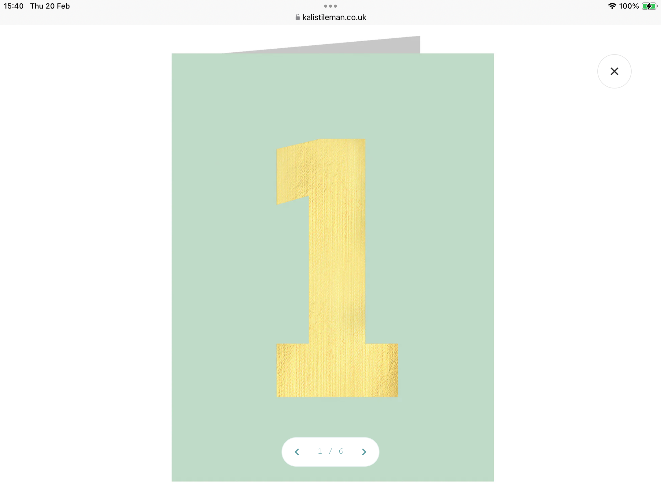 Gold Foiled Number 1 Tiddly Card