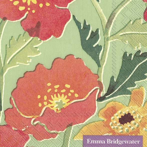 Cocktail Napkins - Emma Bridgewater Cosmos & Poppies Green