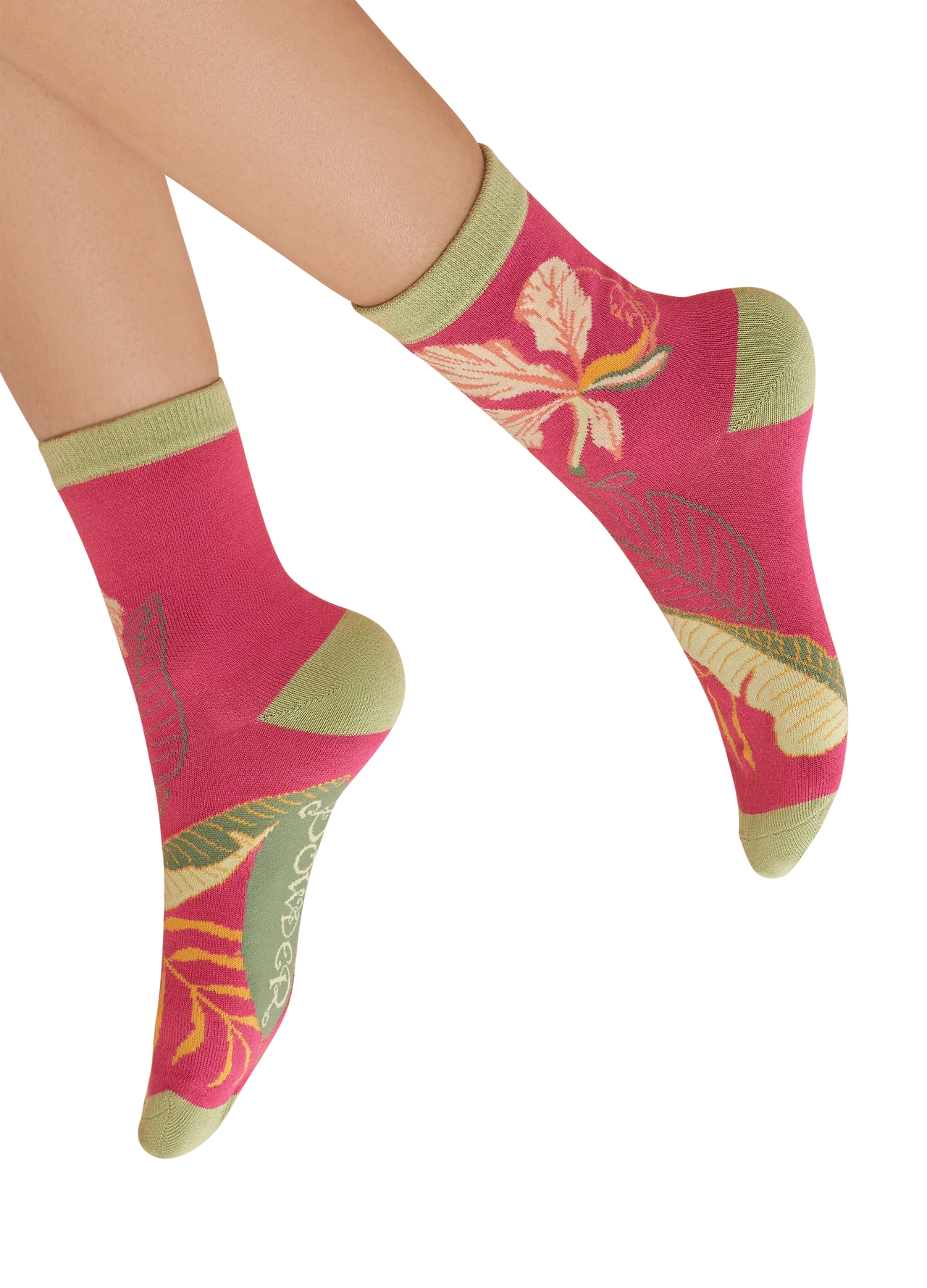 Ankle Socks - Delicate Tropical Dark Rose