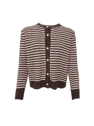 Dell Striped Knit Cardigan - Coffee