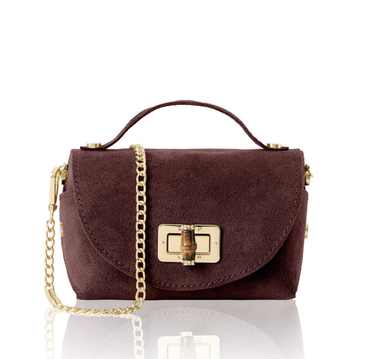 Small Suede Evening Bag with Buckle