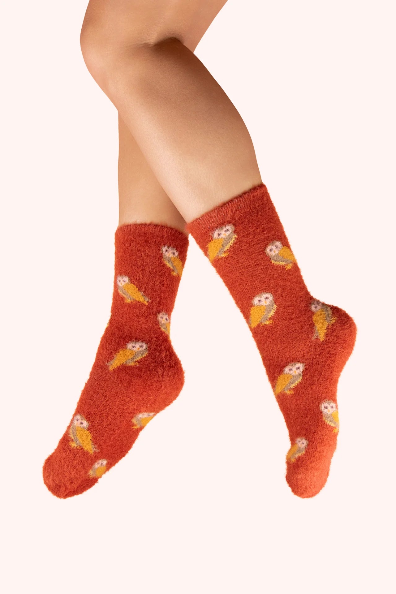 Ankle Socks - Mini Owls, Tangerine