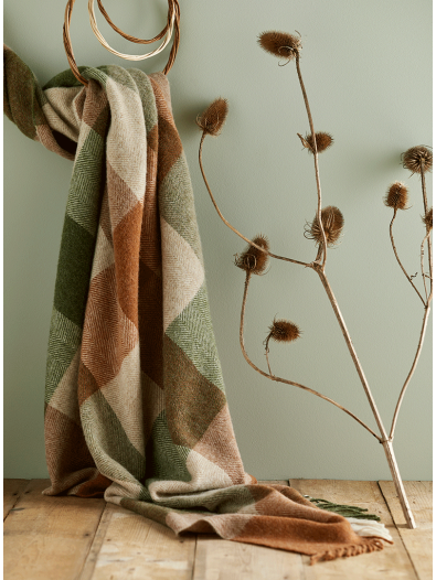 Bronte Block Check/Terracotta Throw - Green