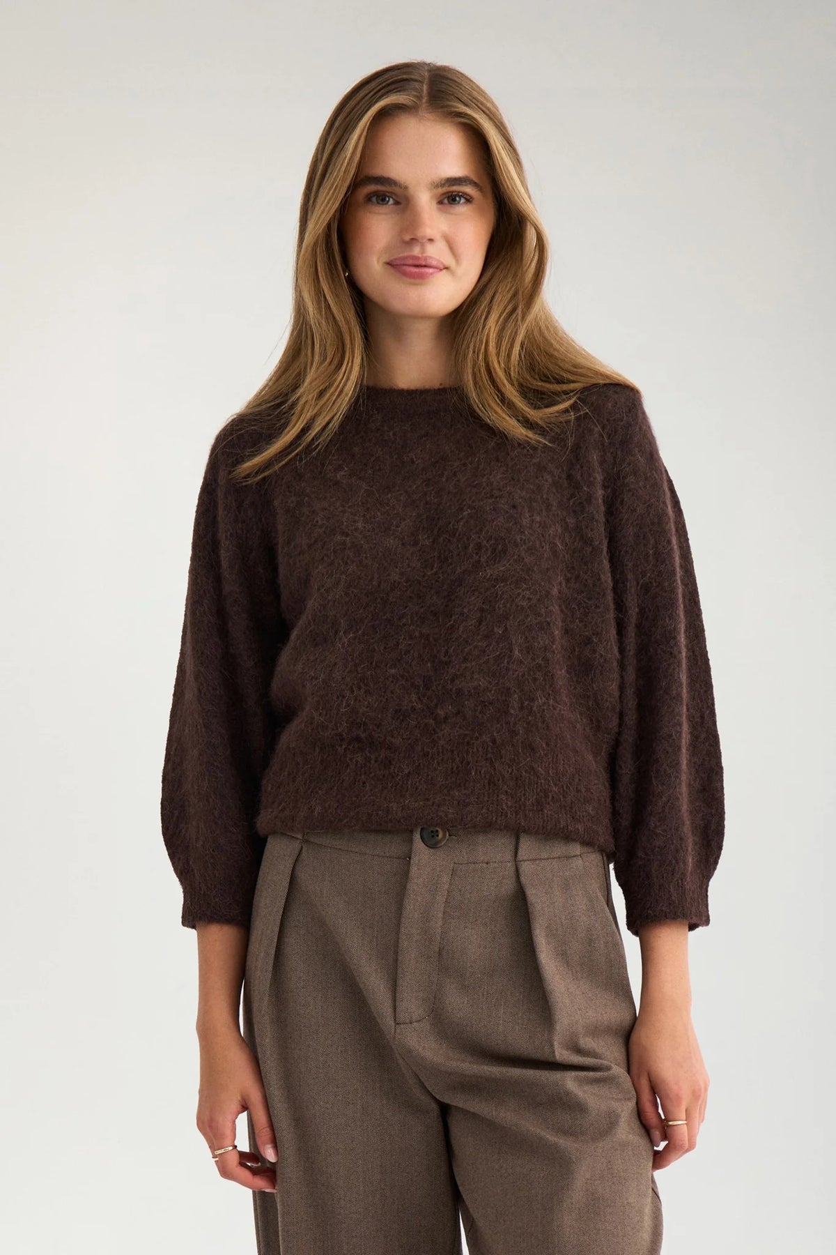 Nusuri Brushed Short Sleeved Pullover - Chocolate Plum