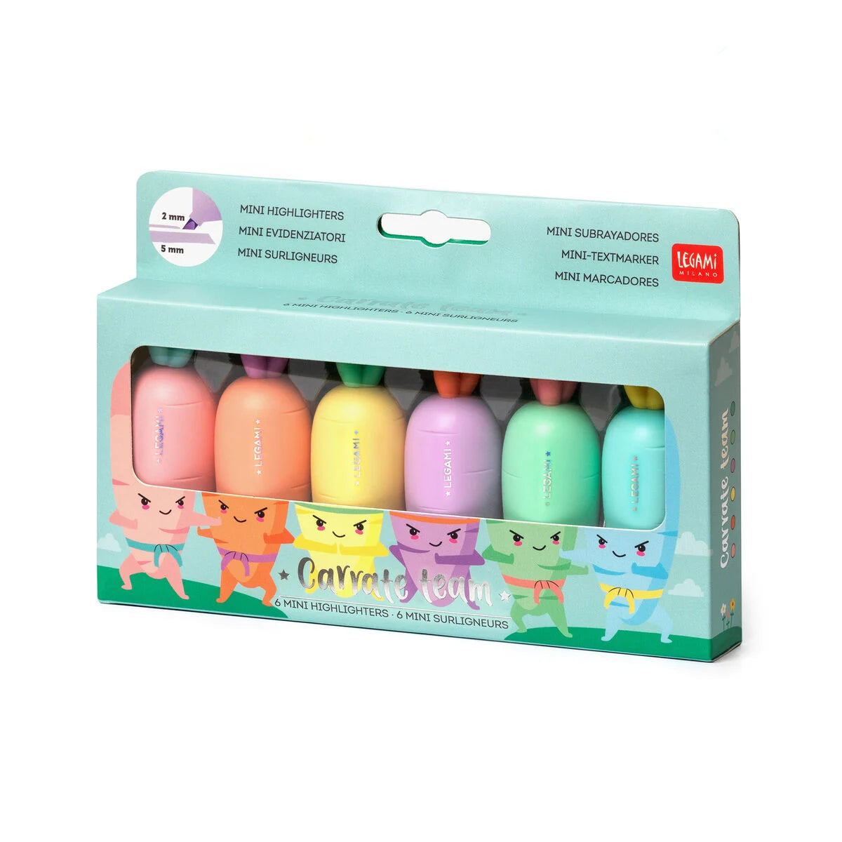 Legami Set of 6 Mini Highlighters -Carrate Team