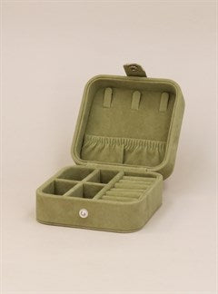 Olive Green Velvet Square Jewelley Box