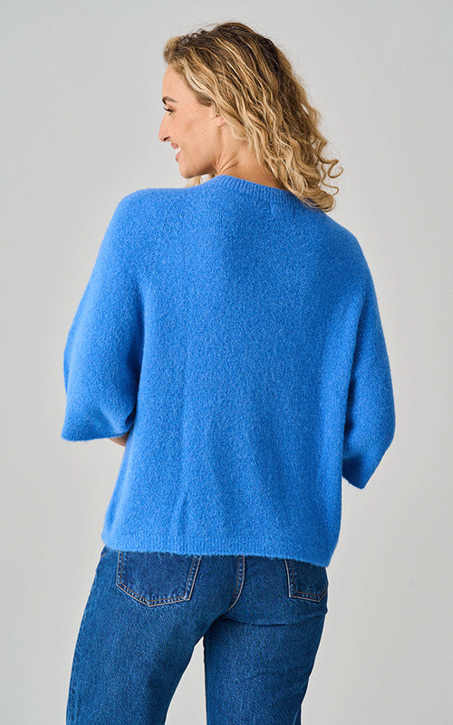 Delphine Round Neck Alpaca Knit French Blue