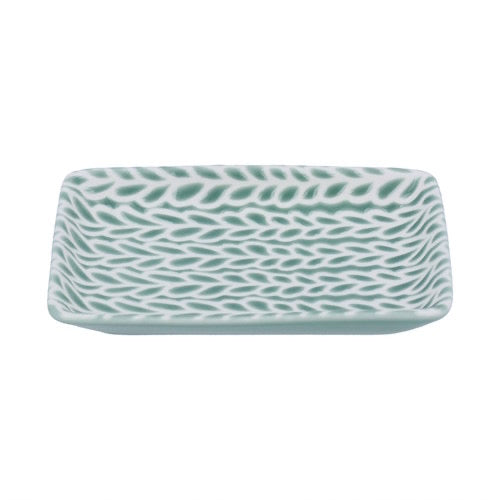 Small Green & White Leaves Trinket Dish