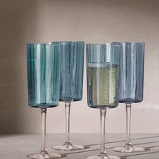 Gems Set of four assorted Sapphire Champagne Flutes