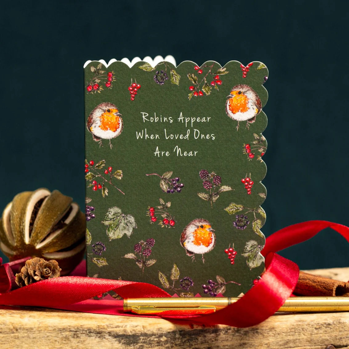 Robins Appear (Dark Green) Card