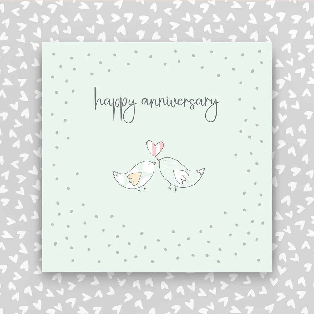 Happy Anniversary with two birds greeting card