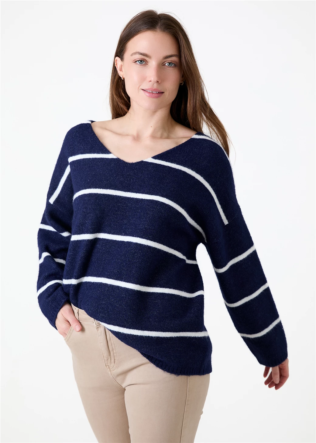 V-Neck Stripe Jumper